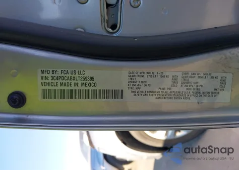 2020 Dodge Journey Se Value z USA, uszkodzony, nr VIN 3C4PDCABXLT259395